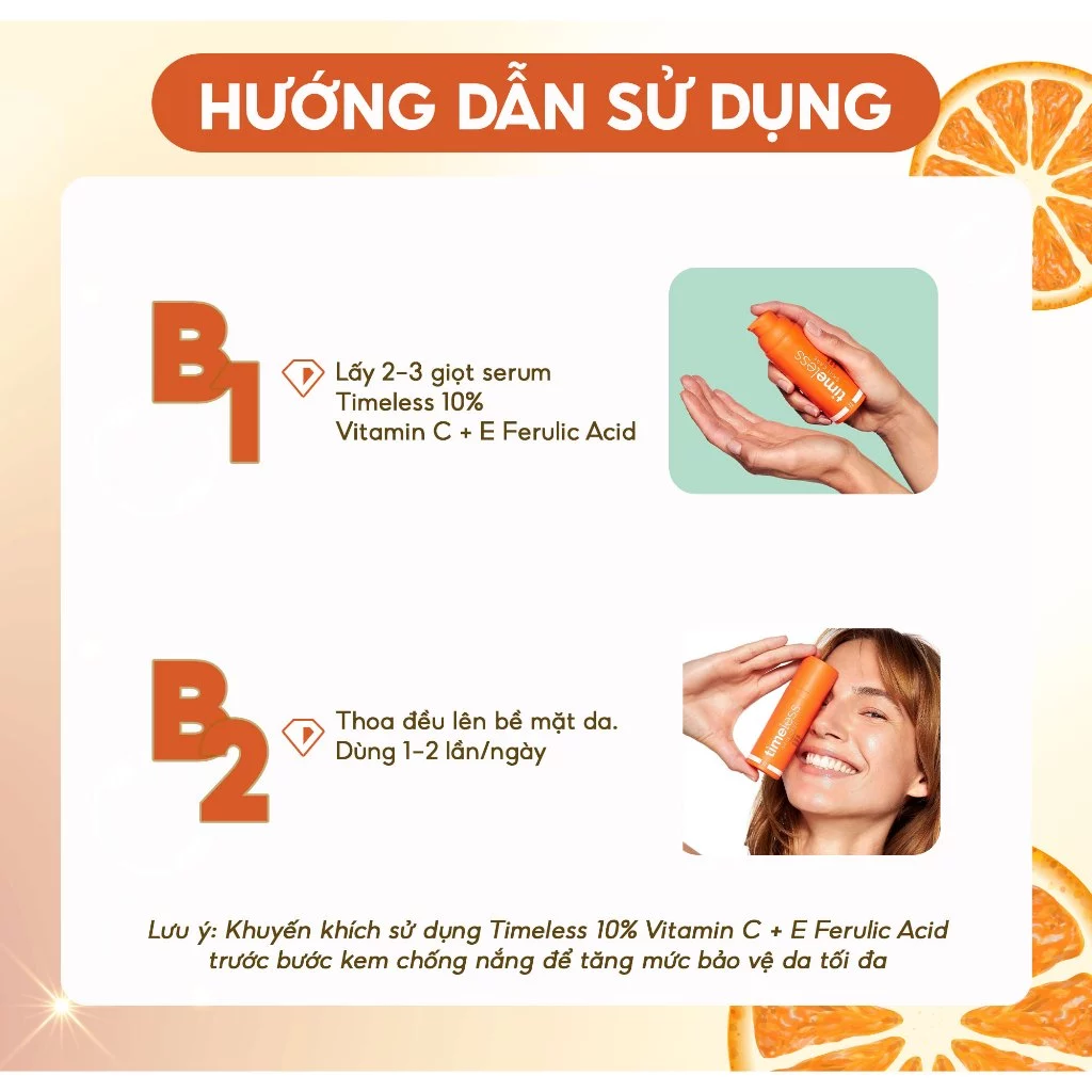Hướng dẫn sử dụng Timeless 10% Vitamin C + E Ferulic Acid