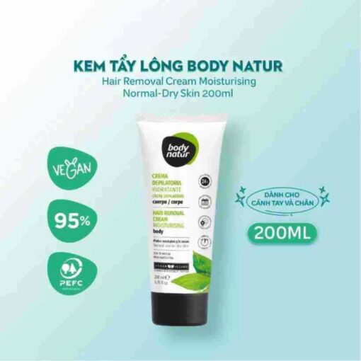 Kem tẩy lông thuần chay Body Natur Hair Removal Cream Moisturising Normal & Dry Skin 200ml
