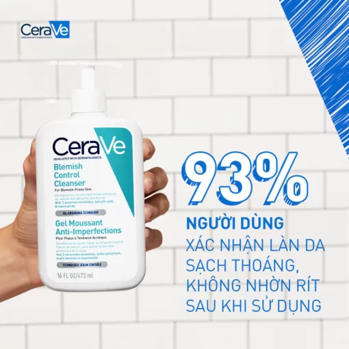 Sữa rửa mặt giảm mụn CeraVe Blemish Control Cleanser 473ml - Hình ảnh 2